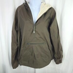 Thread & Supply Womens Olive Green Sherpa Lined Anorak Windbreaker Jacket s/m
